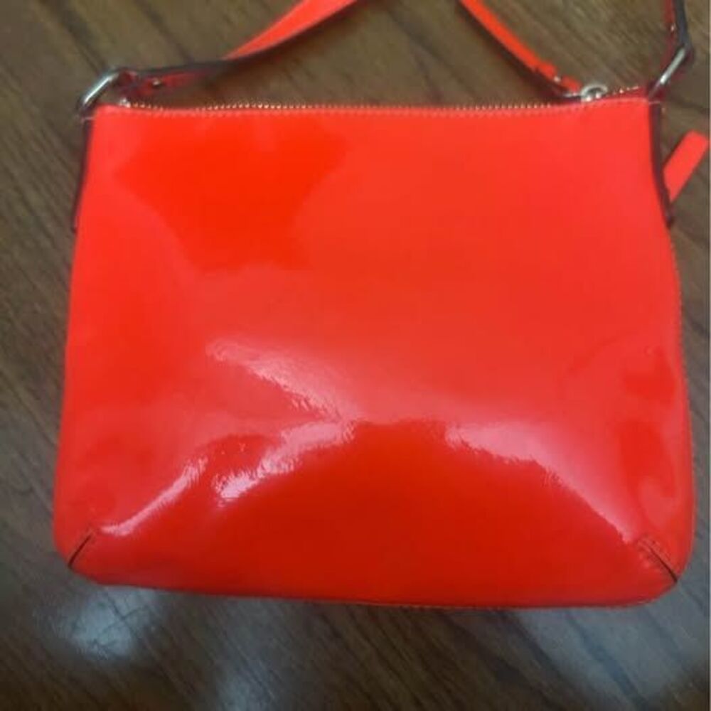 Kate Spade Tenley Flicker Patent Leather Crossbody Bag Neon Coral Orange - Picture 3 of 8